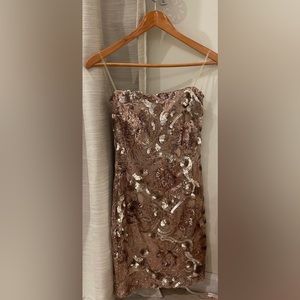 Rose Gold Sequin Mini Strapless Dress
